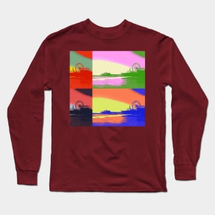 Santa Monica Pier funky Pop Art Collage Long Sleeve T-Shirt